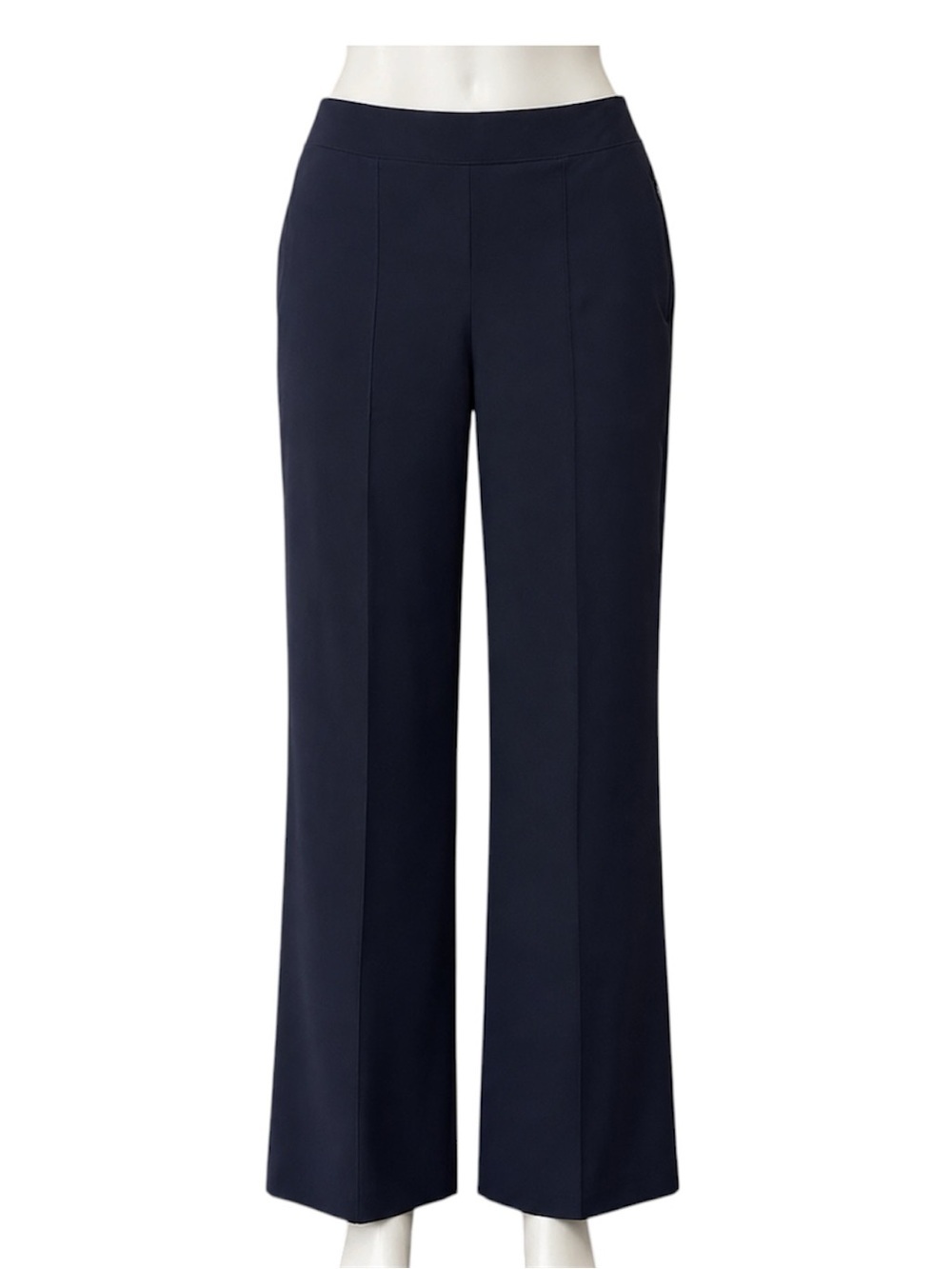 Chico's Woman Navy Wide-Leg Pull-On Pants Zip Pockets Stretch Size 6 Carrier